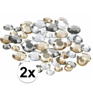 2x Decoratie ronde strass steentjes zilver mix 10169504