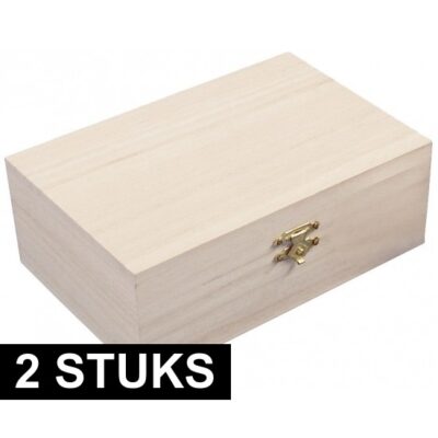 2x Decoratieve kistjes van hout 15 cm 10126555