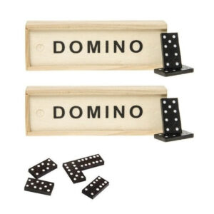 2x Domino spellen in houten kistje 28 steentjes 10224400