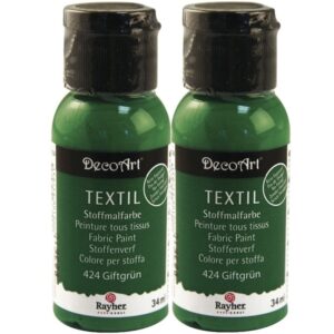 2x Groene textielverf om mee te schilderen 10181148