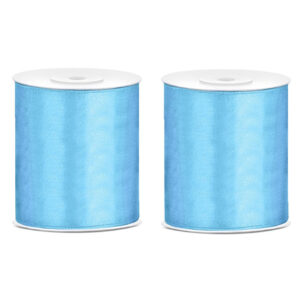 2x Hobby/decoratie blauw satijnen sierlinten 10 cm/100 mm x 25 meter 10252478