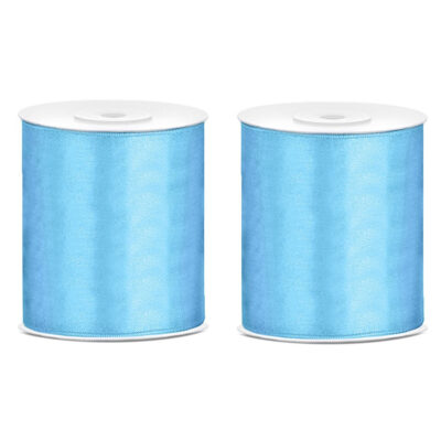 2x Hobby/decoratie blauw satijnen sierlinten 10 cm/100 mm x 25 meter 10252478