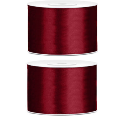 2x Hobby/decoratie bordeaux rood satijnen sierlinten 5 cm/50 mm x 25 meter 10207793