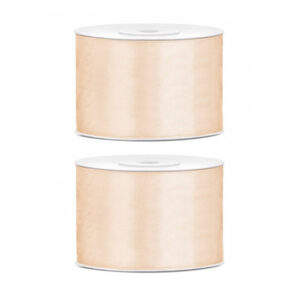 2x Hobby/decoratie creme satijnen sierlint 5 cm/50 mm x 25 meter 10207629