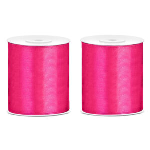 2x Hobby/decoratie fuchsia roze satijnen sierlinten 10 cm/100 mm x 25 meter 10252485