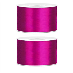 2x Hobby/decoratie fuchsia roze satijnen sierlinten 3