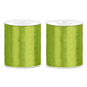 2x Hobby/decoratie groen satijnen sierlinten 10 cm/100 mm x 25 meter 10252461