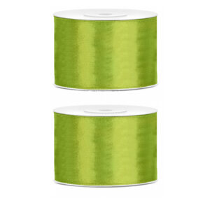 2x Hobby/decoratie groen satijnen sierlinten 5 cm/50 mm x 25 meter 10207822