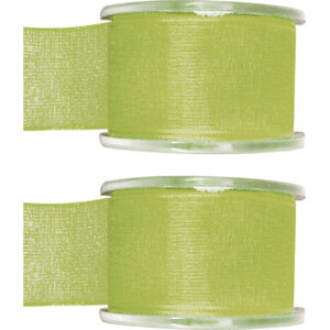 2x Hobby/decoratie groene organza sierlinten 4 cm/40 mm x 20 meter 10255081