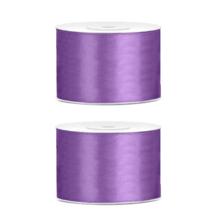 2x Hobby/decoratie lavendel satijnen sierlinten 5 cm/50 mm x 25 meter 10207392