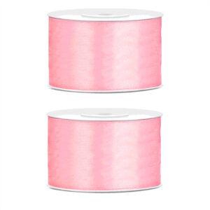 2x Hobby/decoratie licht roze satijnen sierlinten 3