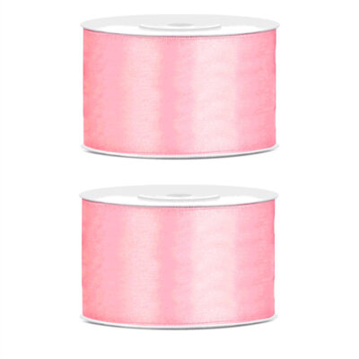 2x Hobby/decoratie licht roze satijnen sierlinten 3