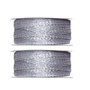 2x Hobby/decoratie metallic zilveren sierlinten 3 mm x 25 meter 10224543