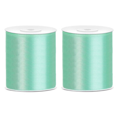 2x Hobby/decoratie mint groen satijnen sierlinten 10 cm/100 mm x 25 meter 10252459