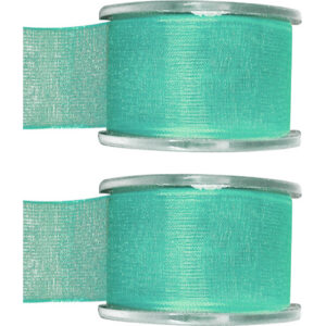 2x Hobby/decoratie mintgroene organza sierlinten 4 cm/40 mm x 20 meter 10255077