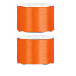 2x Hobby/decoratie oranje satijnen sierlinten 5 cm/50 mm x 25 meter 10207570