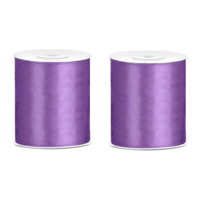 2x Hobby/decoratie paars satijnen sierlinten 10 cm/100 mm x 25 meter 10252487