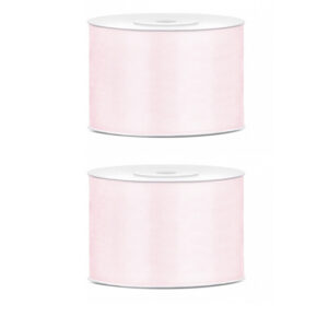 2x Hobby/decoratie poeder roze satijnen sierlinten 5 cm/50 mm x 25 meter 10207786