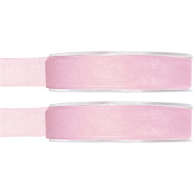 2x Hobby/decoratie roze organza sierlinten 1