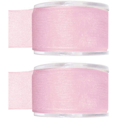 2x Hobby/decoratie roze organza sierlinten 4 cm/40 mm x 20 meter 10255068