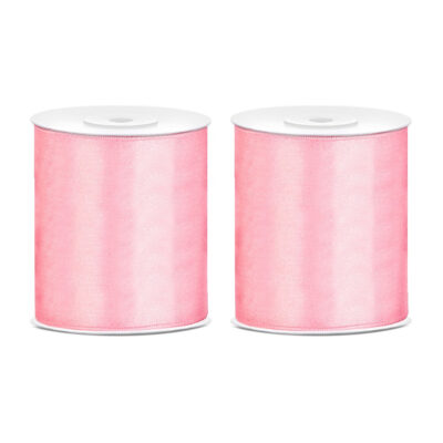 2x Hobby/decoratie roze satijnen sierlinten 10 cm/100 mm x 25 meter 10252470