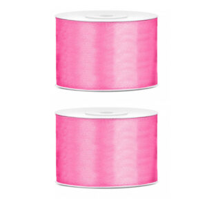 2x Hobby/decoratie roze satijnen sierlinten 5 cm/50 mm x 25 meter 10207765