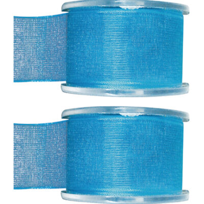 2x Hobby/decoratie turquoise organza sierlinten 4 cm/40 mm x 20 meter 10255100