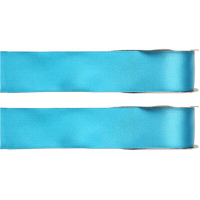 2x Hobby/decoratie turquoise satijnen sierlinten 1