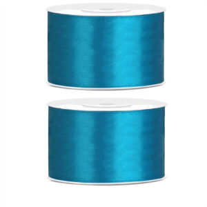 2x Hobby/decoratie turquoise satijnen sierlinten 3