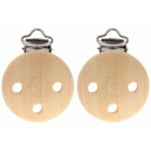 2x Houten speenketting clip naturel 35 mm 10152728