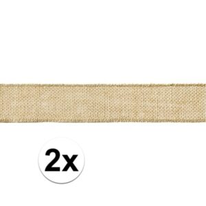 2x Jute cadeaulint/decoratielint 5 x 500 cm op rol 10154811