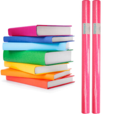 2x Neon roze folie inpakpapier voor boeken 3 meter 10123742