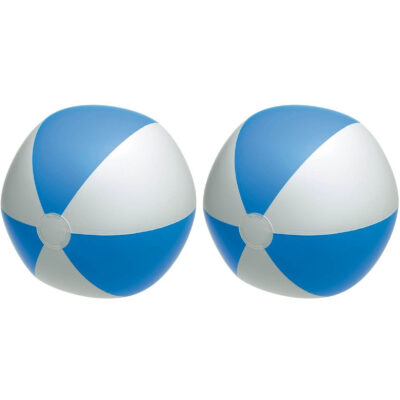 2x Opblaasbare strandballen blauw/wit 28 cm speelgoed 10219486