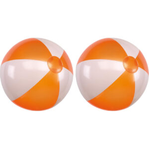 2x Opblaasbare strandballen oranje/wit 28 cm speelgoed 10210250