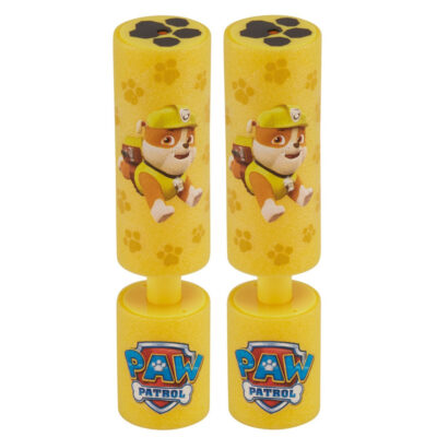 2x Paw Patrol Rubble waterpistool/waterpistolen van foam geel 15 cm 10211466