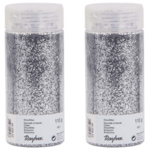 2x Potjes hobby materiaal strooi glitters zilver 110 gram 10295136