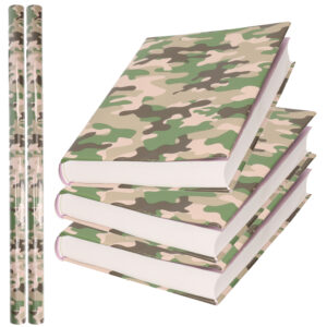 2x Rollen kadopapier / schoolboeken kaftpapier camouflage groen 200 x 70 cm 10306493