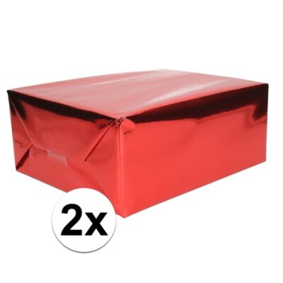 2x Rood cadeaupapier metallic 10145886