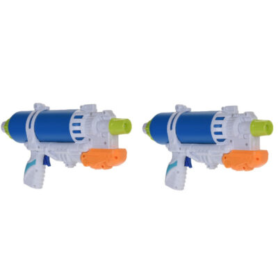 2x Waterpistolen/waterpistool blauw/wit van 34 cm kinderspeelgoed 10202180