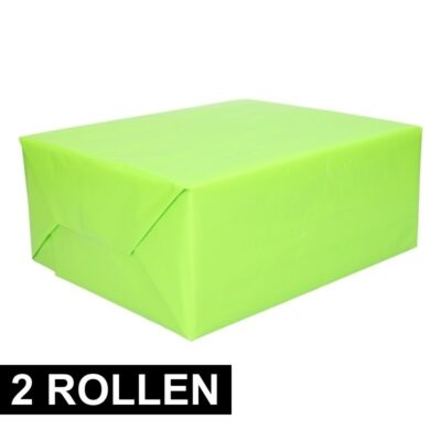 2x rollen Inpakpapier lime groen 200 cm 10125576