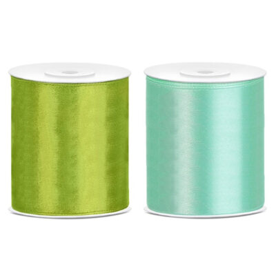 2x rollen hobby decoratie satijnlint groen-mint groen 10 cm x 25 meter 10252939