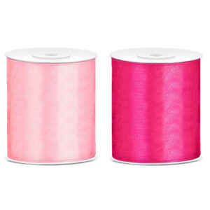 2x rollen hobby decoratie satijnlint licht roze-fuchsia roze 10 cm x 25 meter 10252935