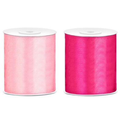 2x rollen hobby decoratie satijnlint licht roze-fuchsia roze 10 cm x 25 meter 10252935