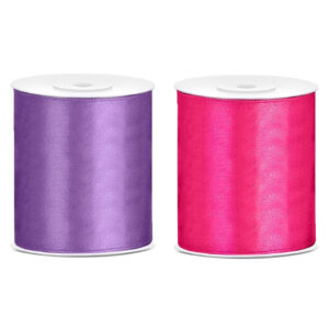 2x rollen hobby decoratie satijnlint paars-fuchsia roze 10 cm x 25 meter 10252931