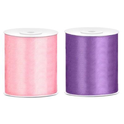 2x rollen hobby decoratie satijnlint paars-roze 10 cm x 25 meter 10252933