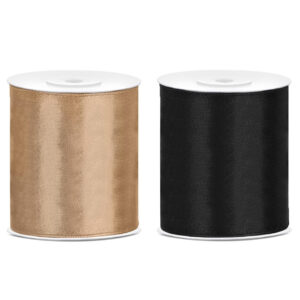 2x rollen hobby decoratie satijnlint zwart-goud 10 cm x 25 meter 10252845