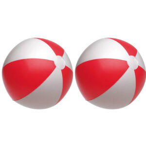 2x stuks Opblaasbare strandballen rood/wit 28 cm 10219490