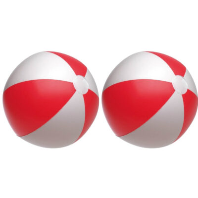 2x stuks Opblaasbare strandballen rood/wit 28 cm 10219490