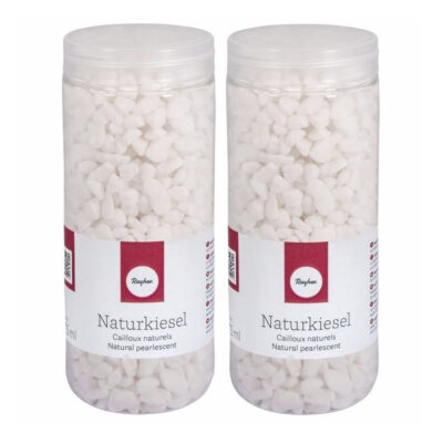 2x stuks kokers met witte decoratie steentjes kiezel 475 ml 10209015