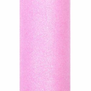 2x stuks rollen Glitter tule gaatjes stof roze 15 x 900 cm breed 10206814